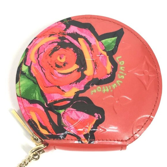 LOUIS VUITTON M93691 Monogram Vernis Rose Porte Monet Chapeau Coin Case purse - Picture 12 of 14